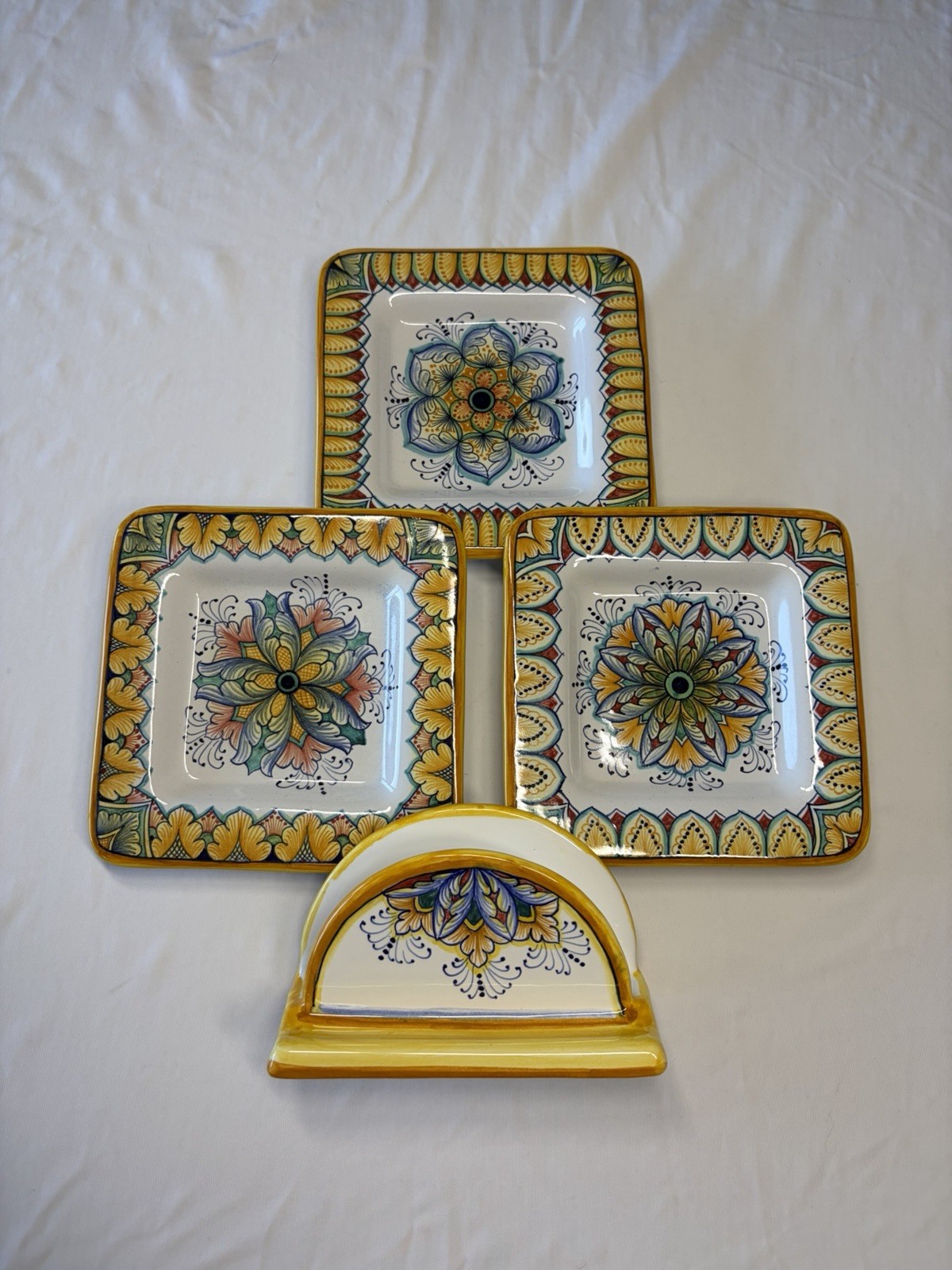 Vntg Alfonso Fusco Amalfi Italian Art Pottery 4 Piece Hand Painted Majolica 6
