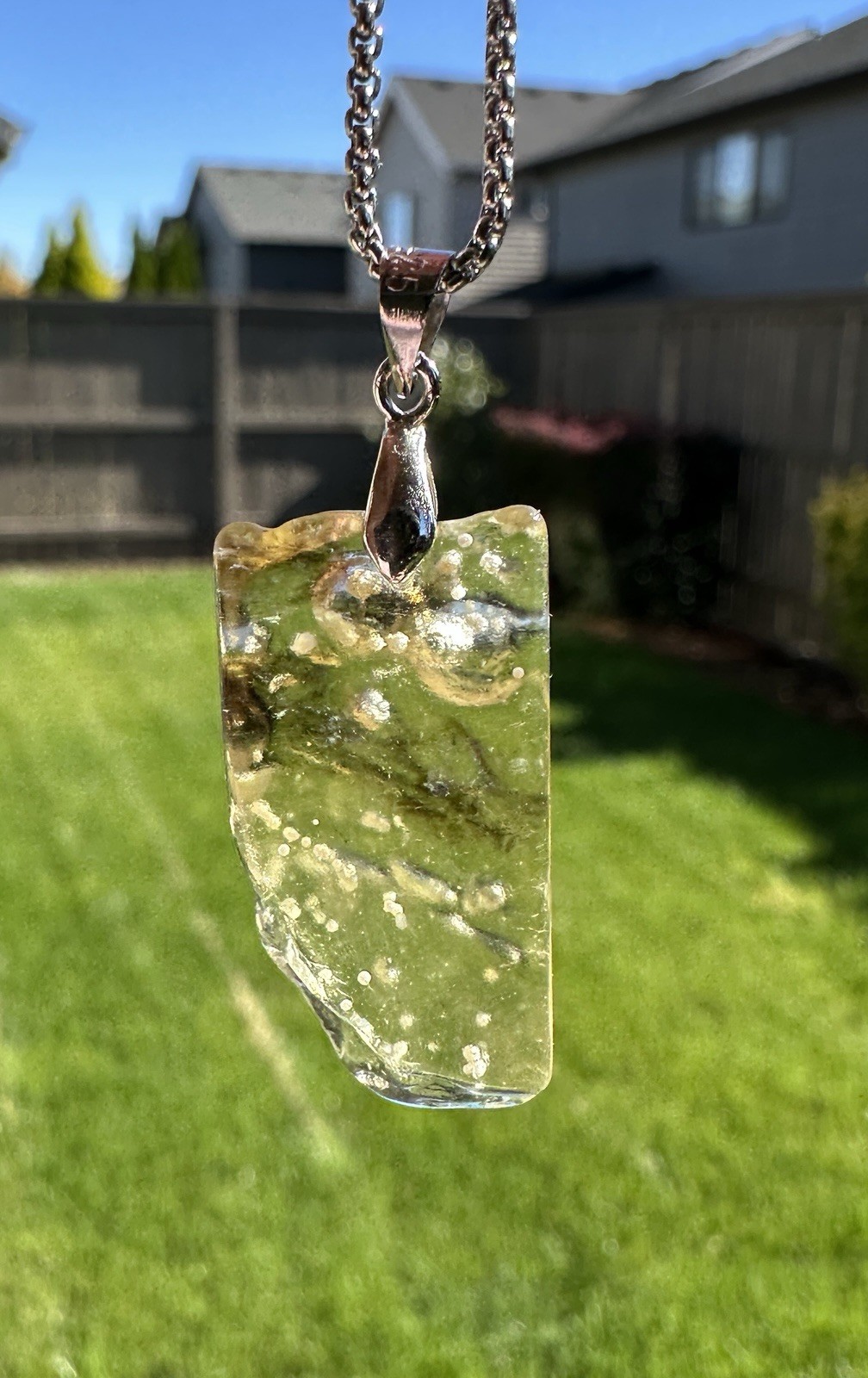 Authentic 6g Raw Libyan Desert Glass Pendant with White Cristobalite Inclusion