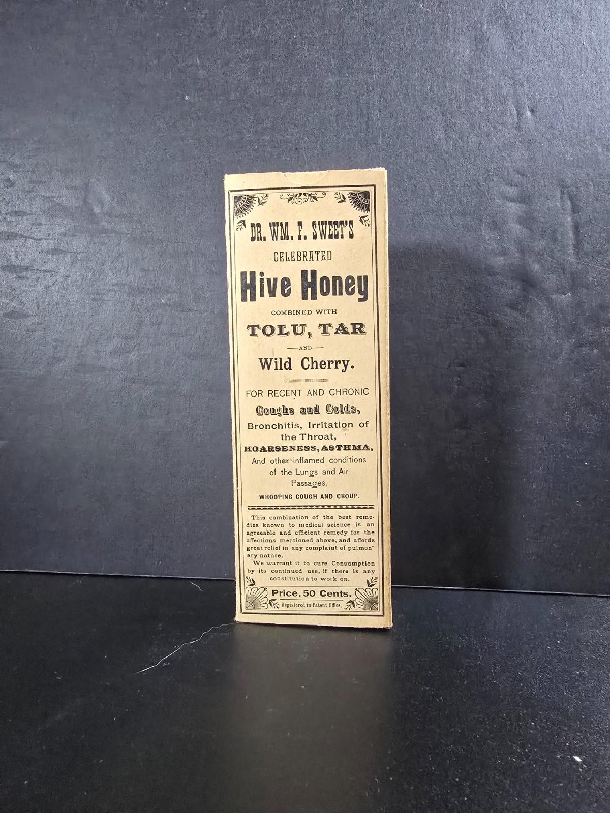 Antique Dr Wm F Sweet Hive Honey Patent Medicine Box Tolu Tar Wild Cherry