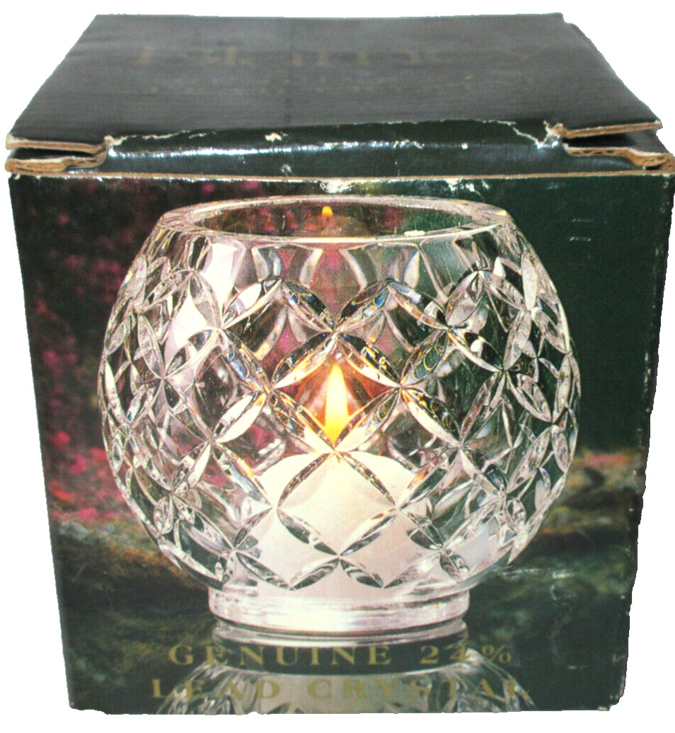 Hurricane Lamp Votive Candle Holder BLARNEY 24% Lead CRYSTAL #5063 in Box (R18)