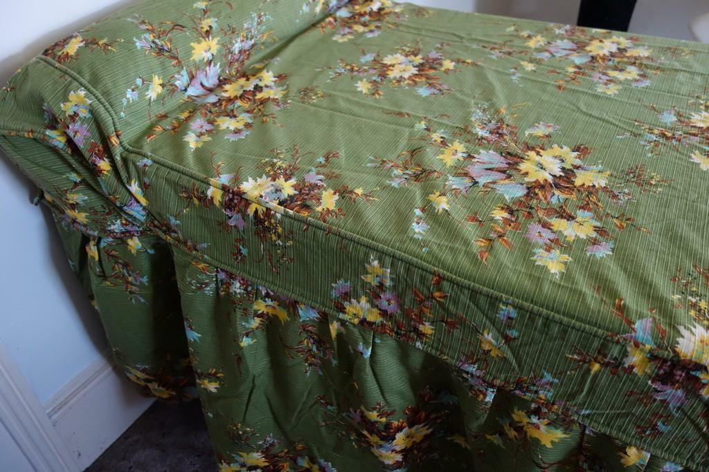 French Estate - Vintage BOUSSAC Custom Bedspread Green Floral Shabby Chic