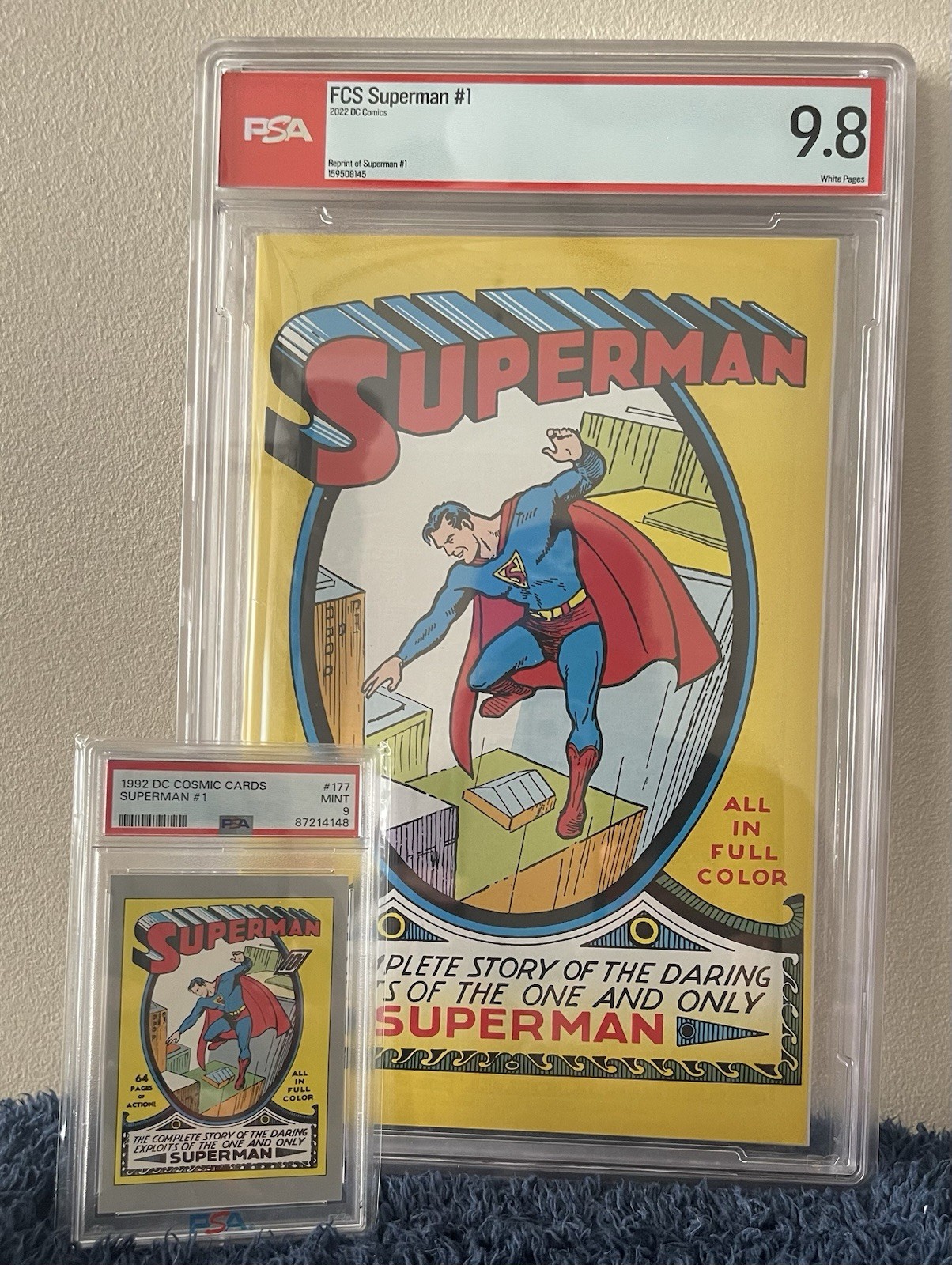 Superman #1 - 1992 Impel DC Comics 177 PSA 9.0 & 2022 FCS DC Comics Book PSA 9.8 Superman #1 - 1992 Impel DC Comics 177 PSA 9.0 & 2022 FCS DC Comics Book PSA 9.8
