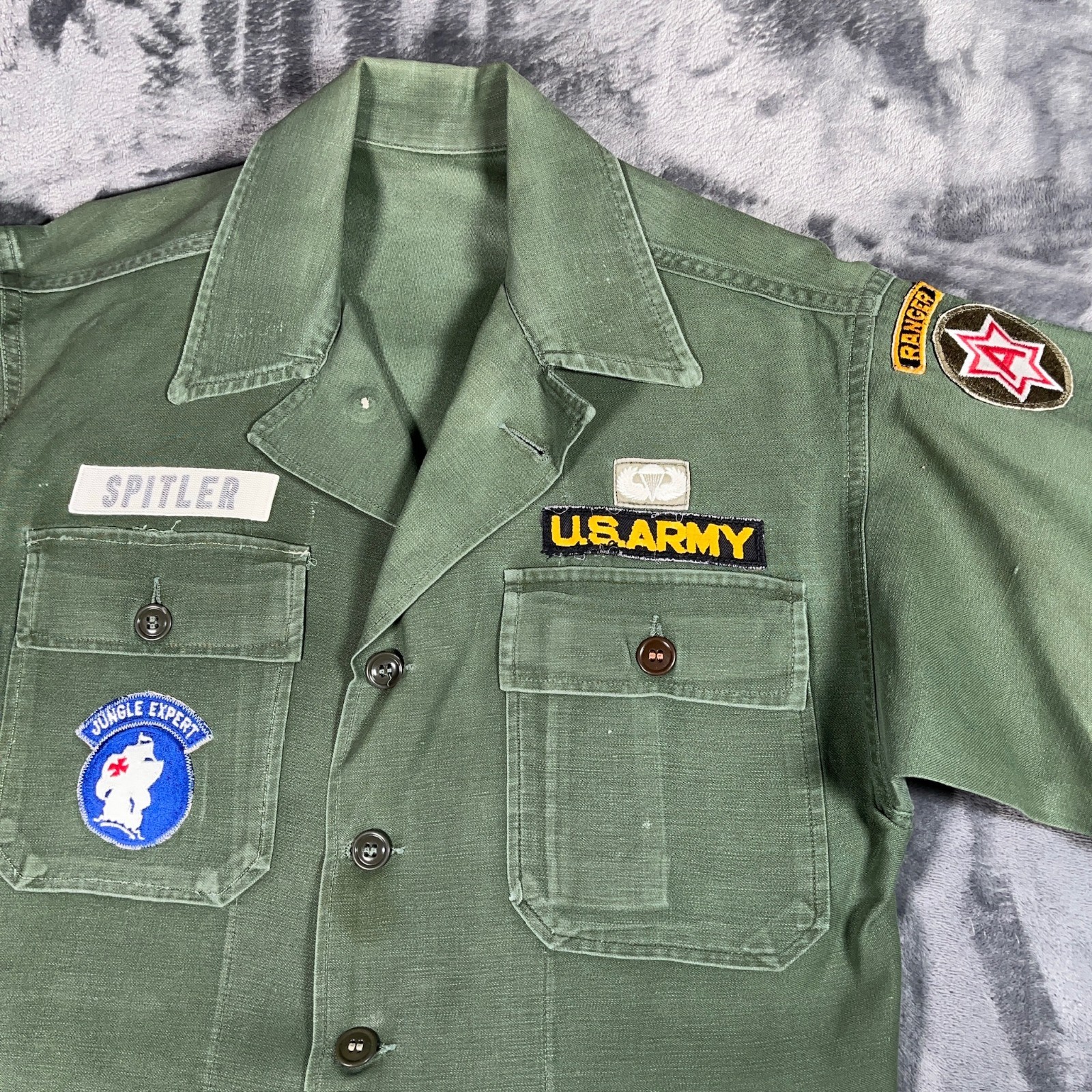 Vintage Vietnam Jungle Shirt Men’s Medium OG107 Ranger Tab Jungle Expert 1963
