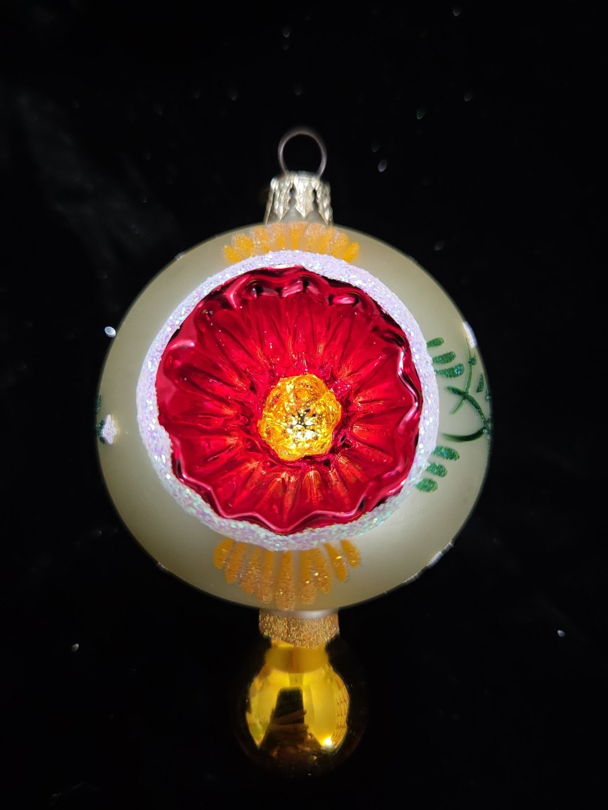 Radko Fantasia LE PETITE FLEUR Drop Ball & Pink Reflector Ornament 