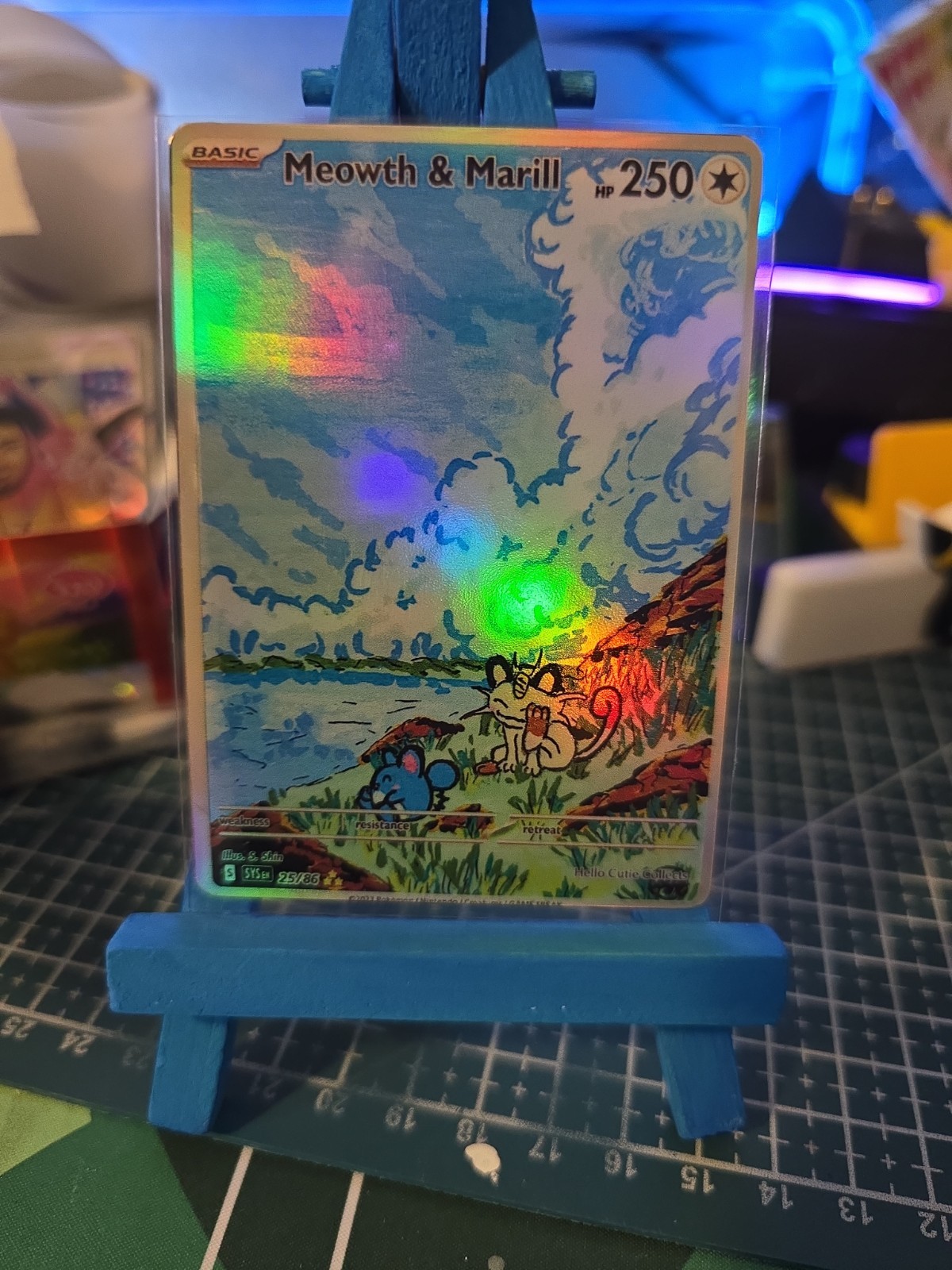 Custom Fanart Pokémon Meowth & Marill Holo 25/86