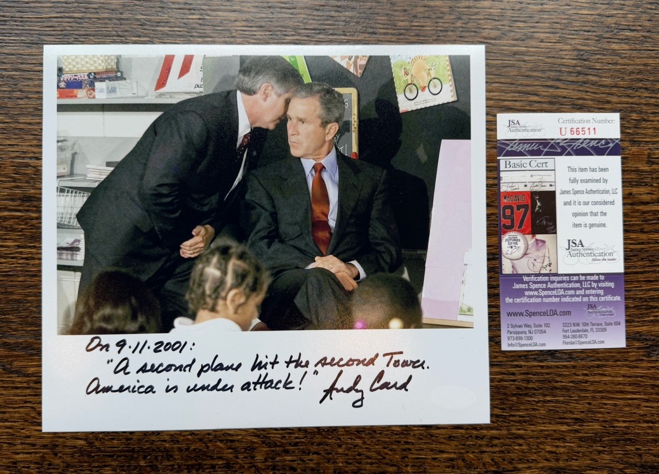 Andy Card with George W. Bush 8 x 10 Signed and Inscribed 9/11 Photo *JSA COA*