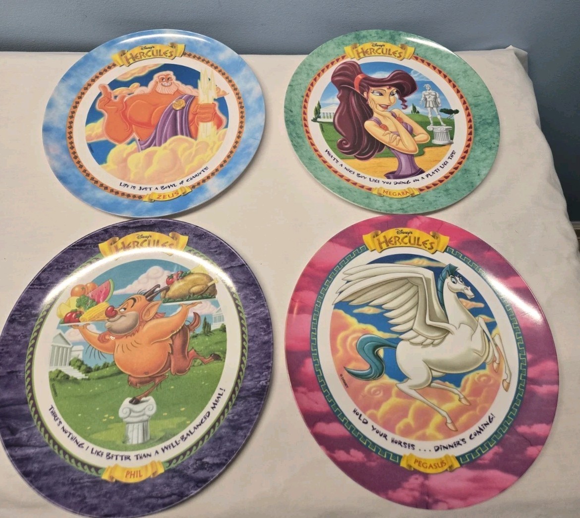 Vintage McDonald\'s 1997 Disney Hercules Collector’s Plates 4 Plates Mismatched