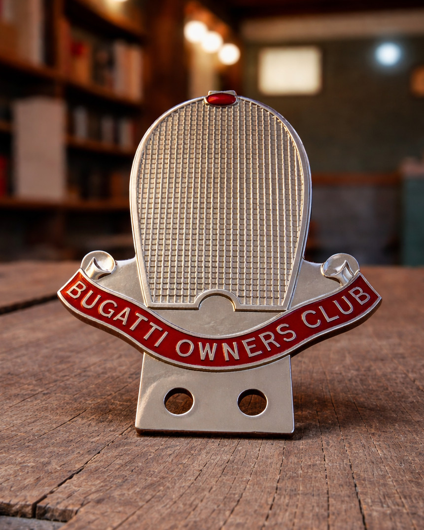 Bugatti Owners Club Badge Emblem 3-5/8
