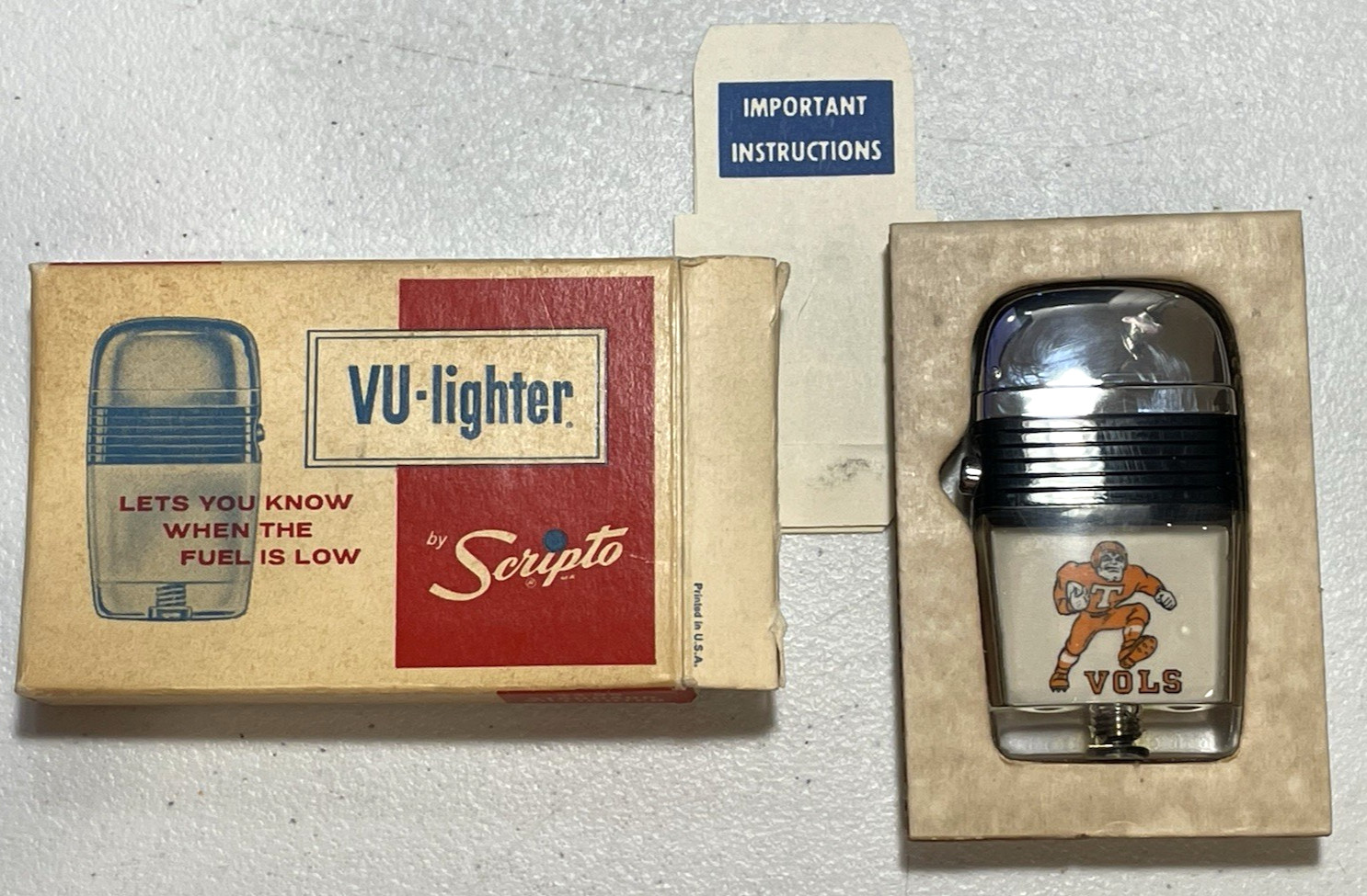 Vintage Scripto VU-Lighter Tennessee Volunteers Football & Original UT Vols Box