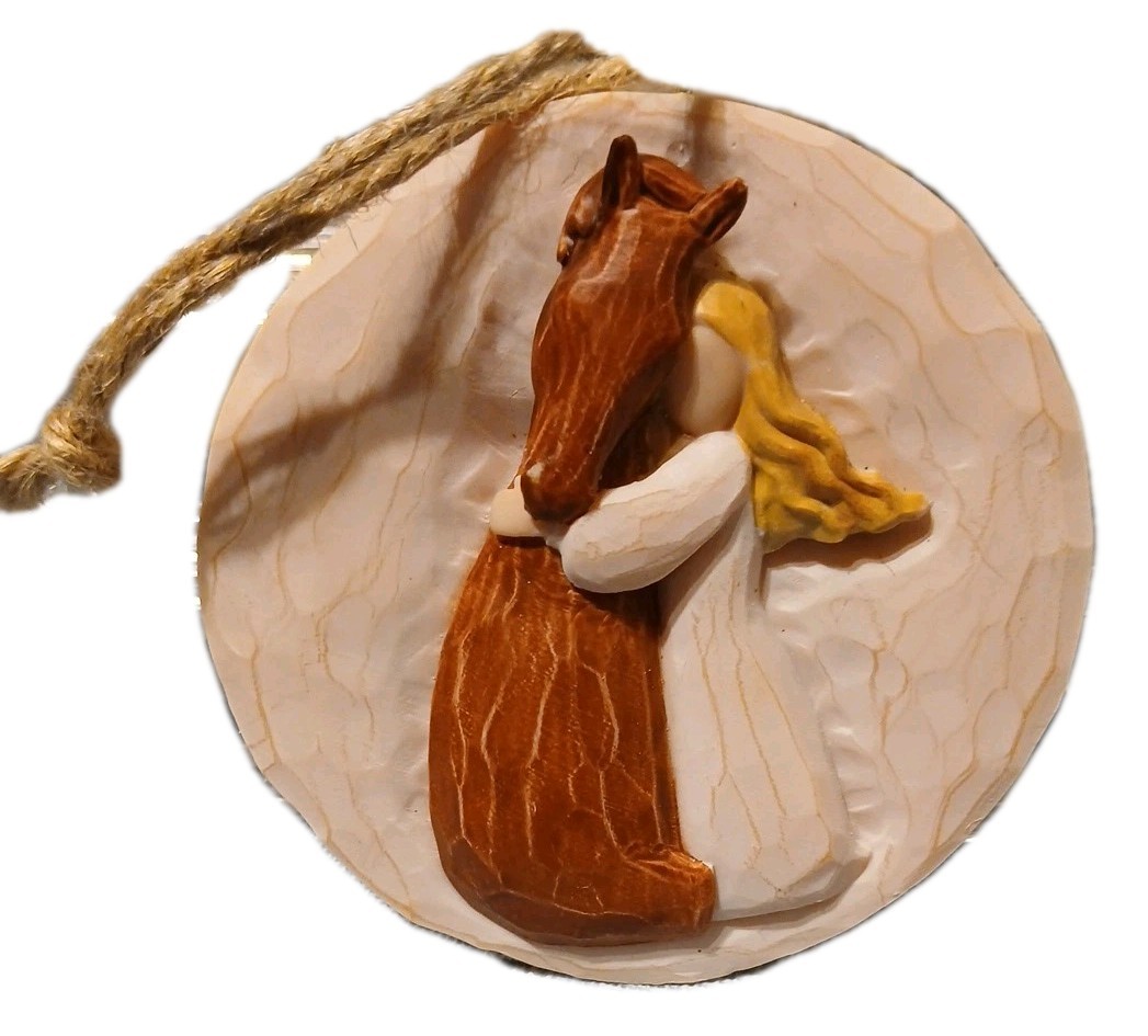 Girl Loves Her Horse Ornament 2025 STORIEME Heartfelt Sculpture/NEW in Box