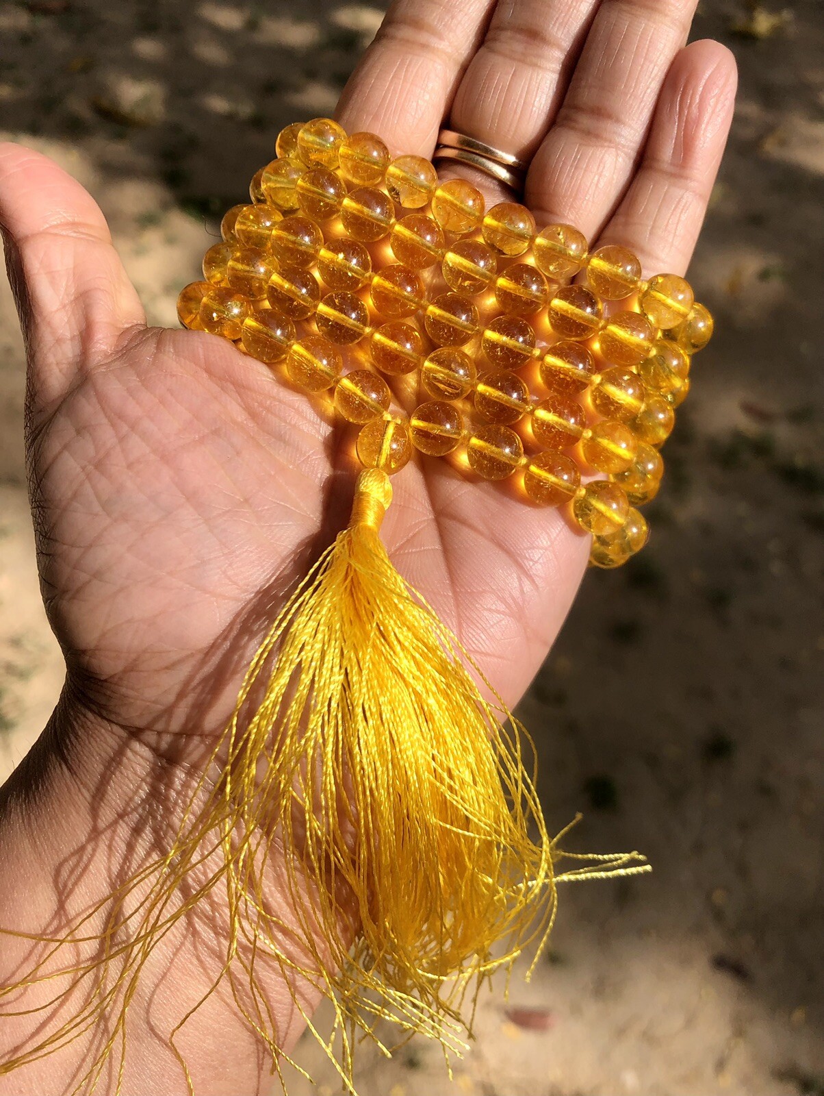 8 mm Rnd 108+1 Beads Original Citrine Jaap Rosary, Japa Mala Energized, Healing