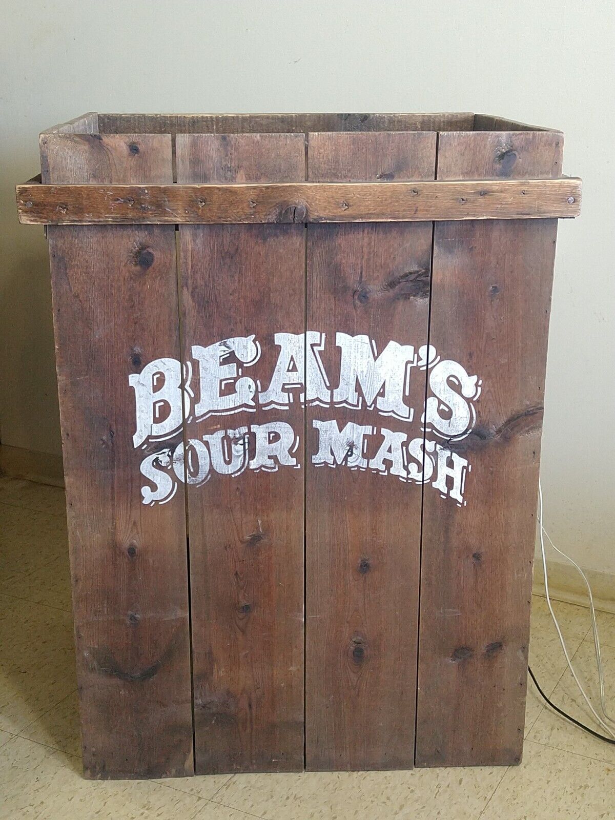 Antique Beam's Sour Mash Display Wooden Cabinet.