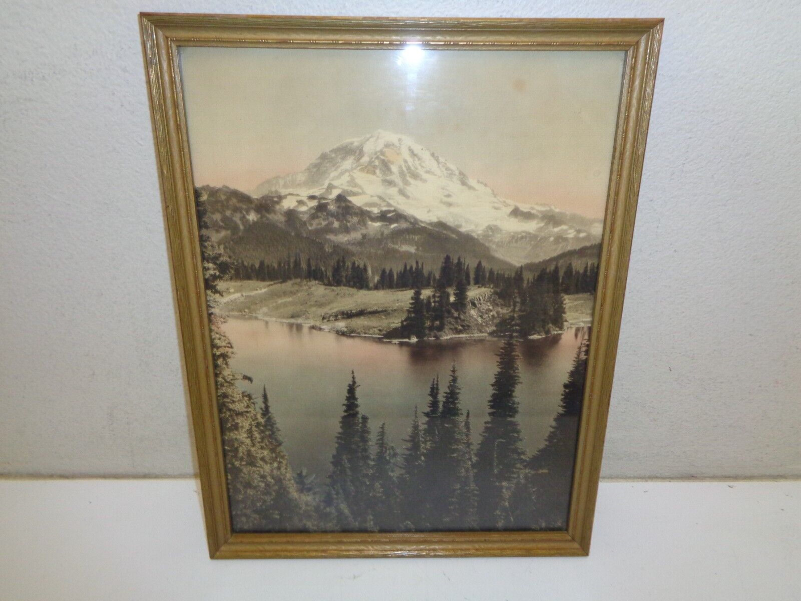 Vintage Hand Tinted Photo of Mt Rainier ? Mt Hood ? Mt Shasta ? Photo