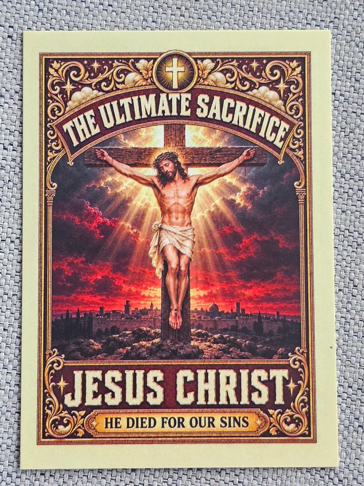 Jesus Christ ACEO Trading Card Prayer Holy Christian Crucifixion / Resurrection