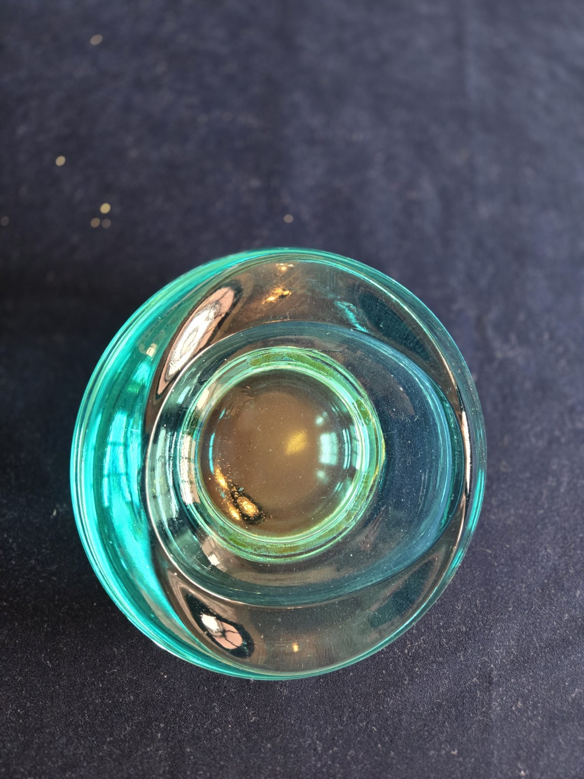 Vintage ArtGlass AquaBlue Handmade Ashtray Great Collector Piece Great Condition