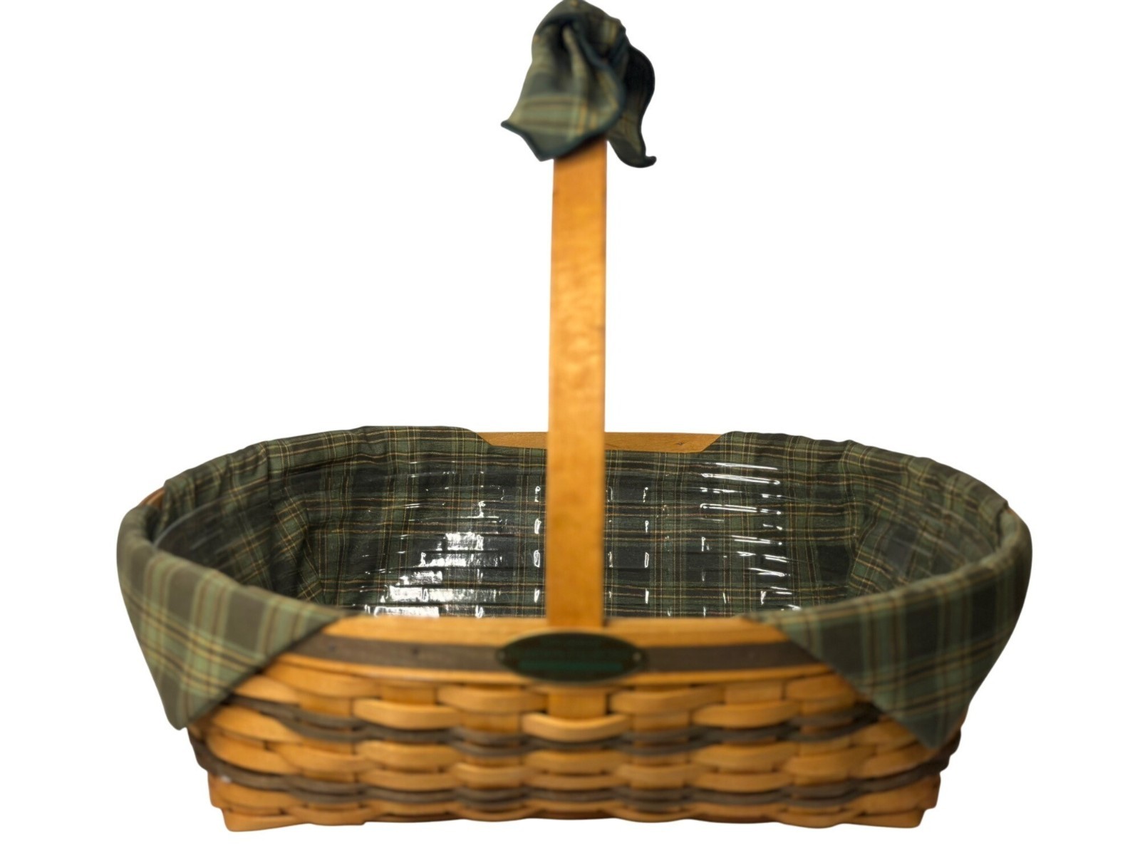 VTG 1998 Longaberger Traditions Hospitality Basket w/ Protector & Plaid Liner