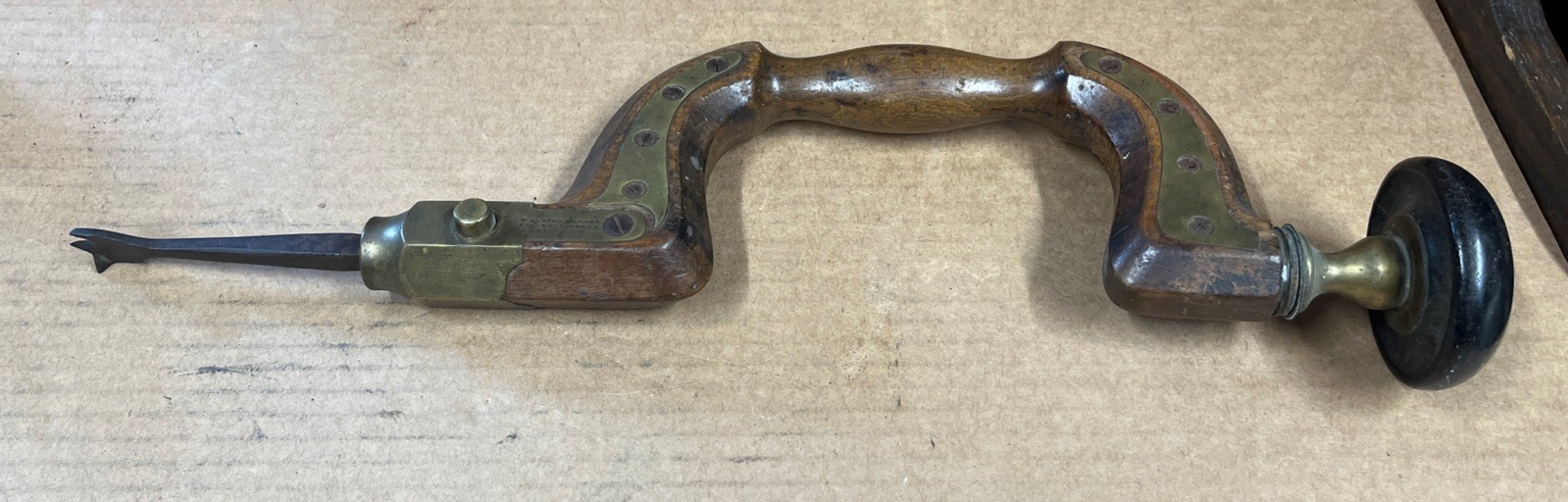 W. Marples & Sons Hibernian Brass Framed Brace Drill Sheffield Antique NO CRACKS