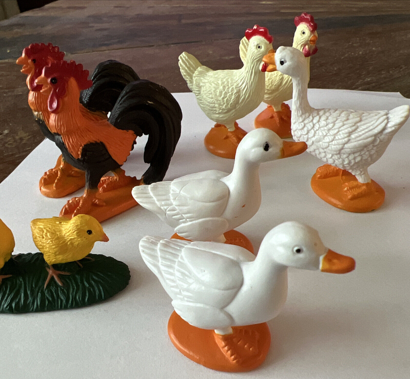 Hard Plastic Miniature Safari Ltd Farm Animal LOT Of 8 - Rooster Hen Goose Duck