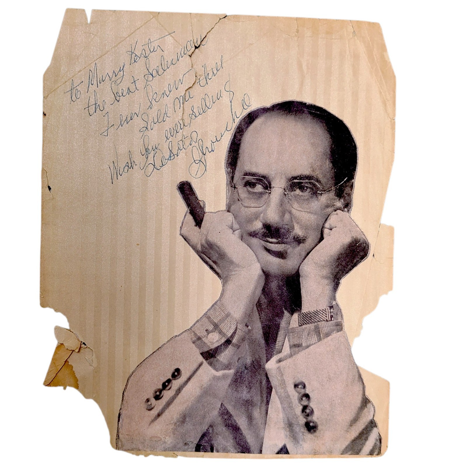 GROUCHO MARX Autograph Signature Original Inscribed DeSoto Car Auto Salesman Vtg