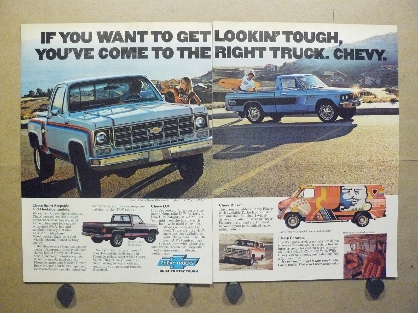 1977 Chevy Sport Stepside Truck Vintage Print Ad LUV Pickup Custom Van Mural 1977 Chevy Sport Stepside Truck Vintage Print Ad LUV Pickup Custom Van Mural