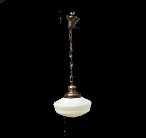 Fantastic Antq Lg Schoolhouse Drugstore Milk Glass Hanging Ceiling Pendant Light Fantastic Antq Lg Schoolhouse Drugstore Milk Glass Hanging Ceiling Pendant Light