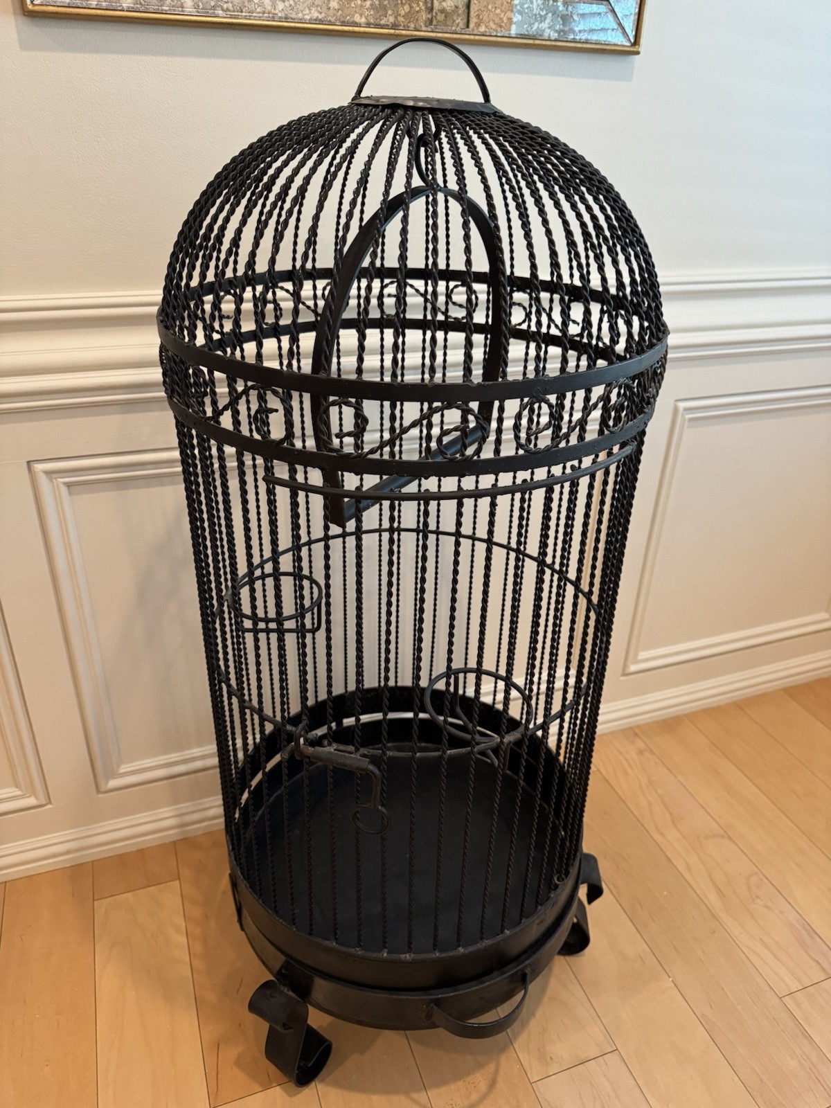 Large 45” Antique Birdcage Wrought Iron