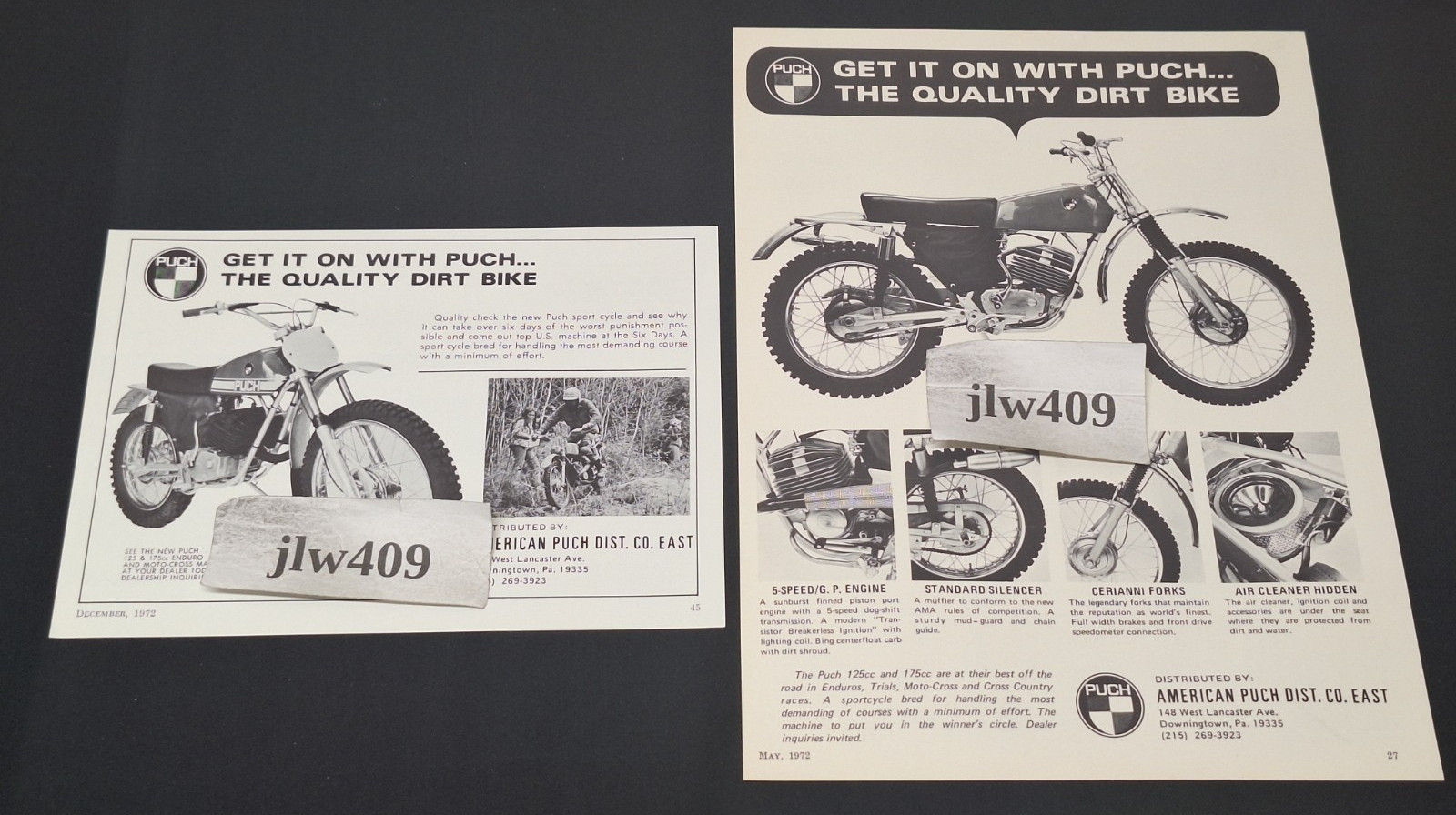 1972 PUCH MOTORCYCLE Print Ads Magazine Ads
