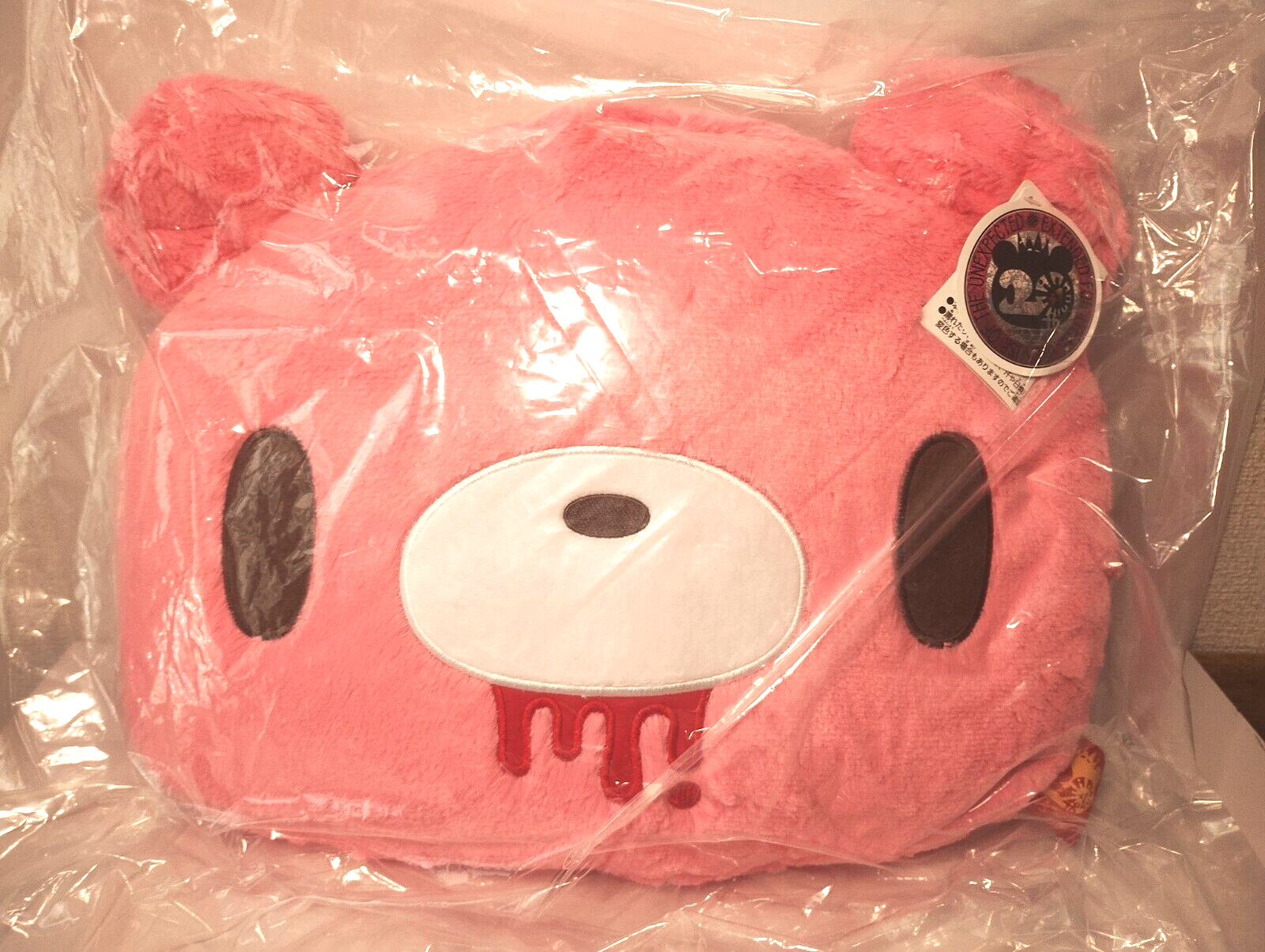Gloomy bear BIG face plush cushion Mori Chack grizzly Taito 42 x 33 cm Pink