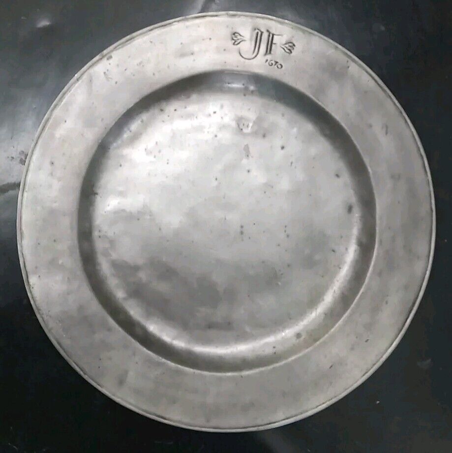 92% Tin Large Antique Plate