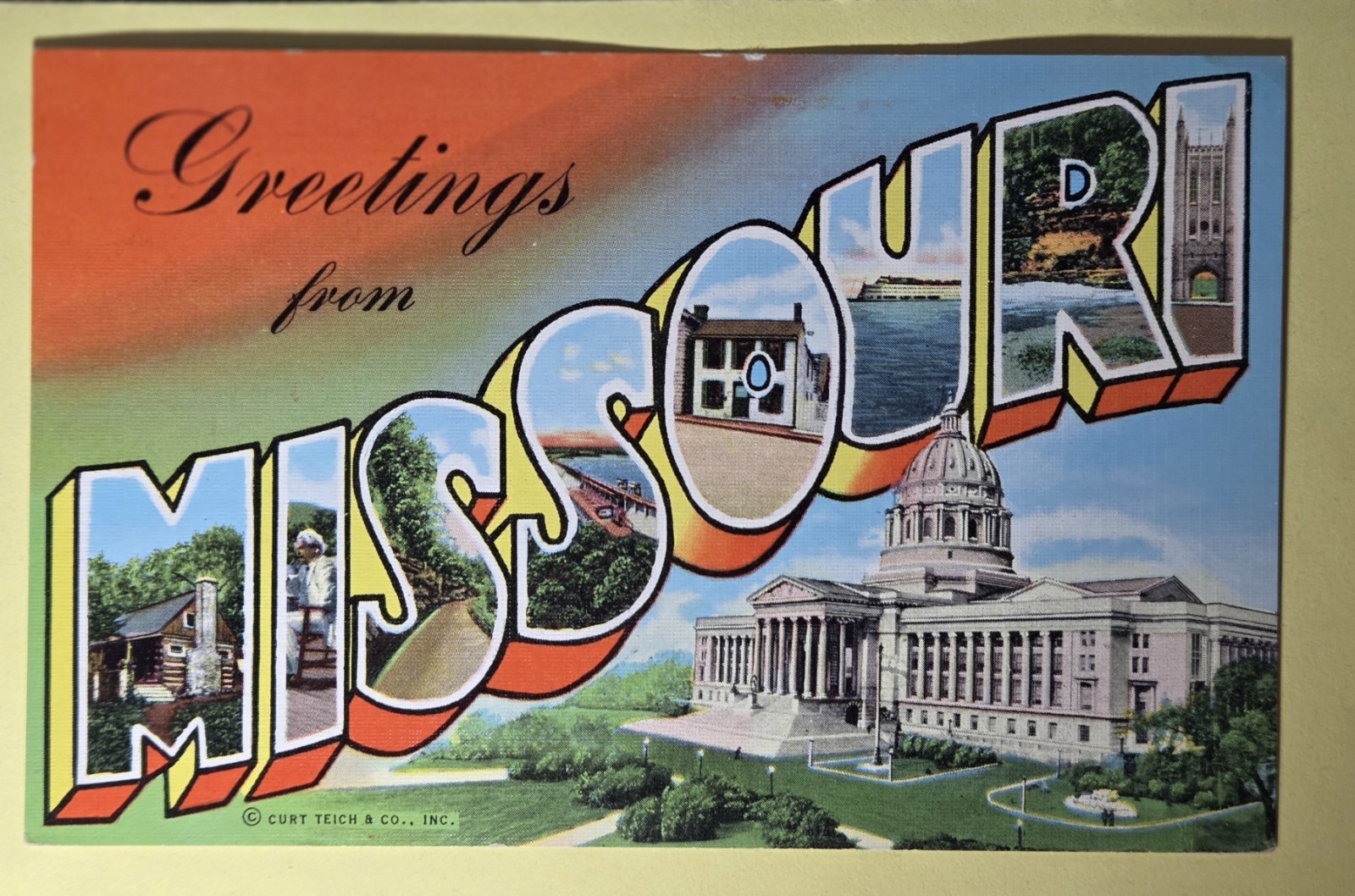 Large Letter Greetings from  Missouri MO - Vintage Postcard