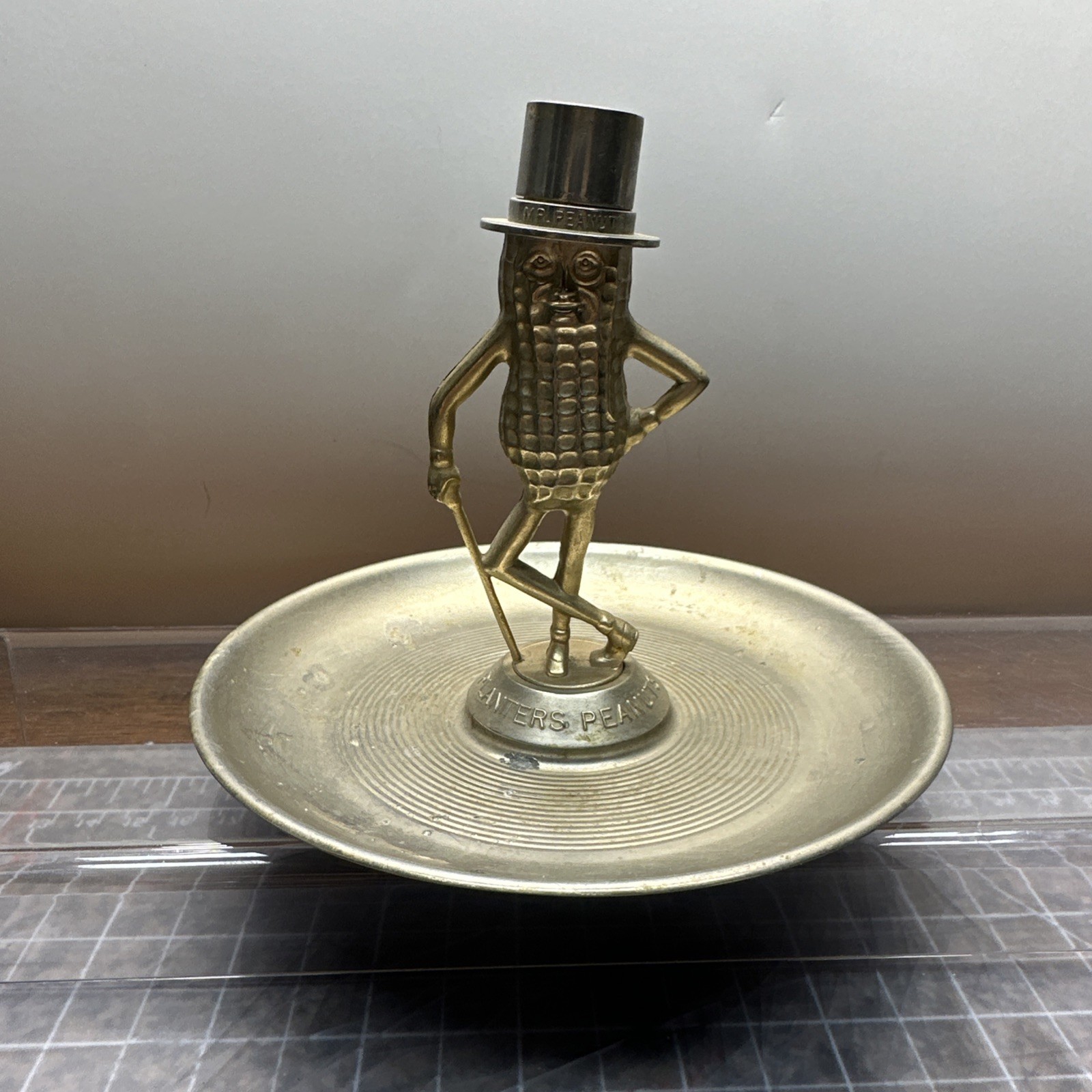 Vintage Mr Peanut Nut Tray Gold Diecast Planters Dish Tray