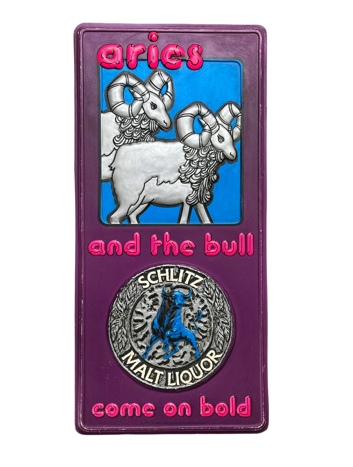 Vintage 1970s Schlitz Malt Liquor Aries and the Bull Vacuform Advertising Zodiac