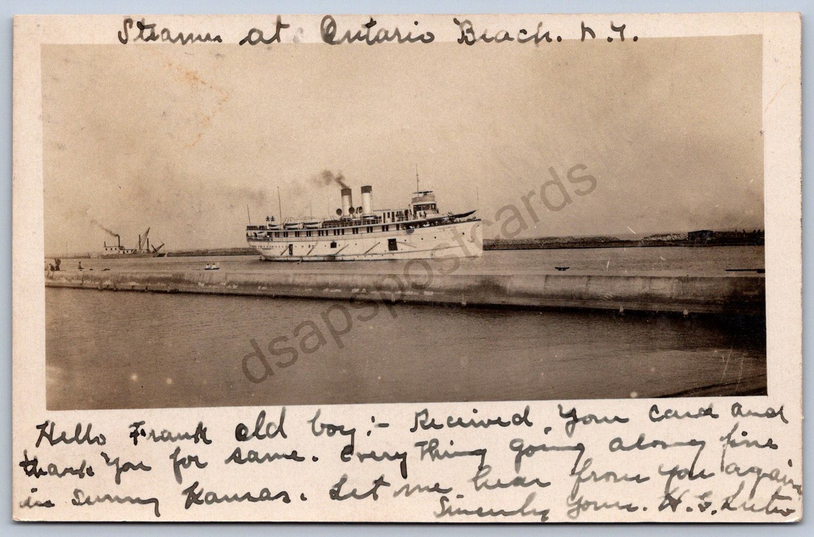 K32/ Rochester New York RPPC Postcard c1910 Ontario Beach Steamer 1509