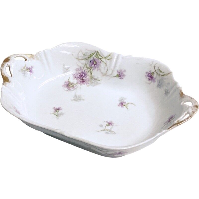 AnTiQuE LIMOGES Theo Haviland Porcelain Serving Bowl Purple Floral Gilded France