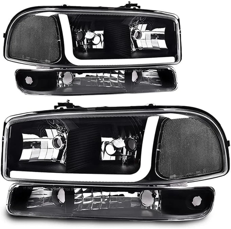 LED DRL Bar Headlights Assembly Fit 1999-2006 GMC Sierra, 00-06 Yukon | Fit Sier