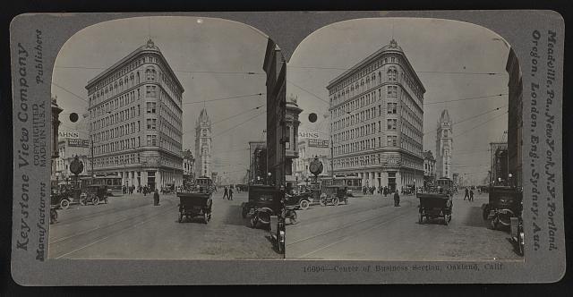 Center of business section, Oakland, California Historic Old Photo