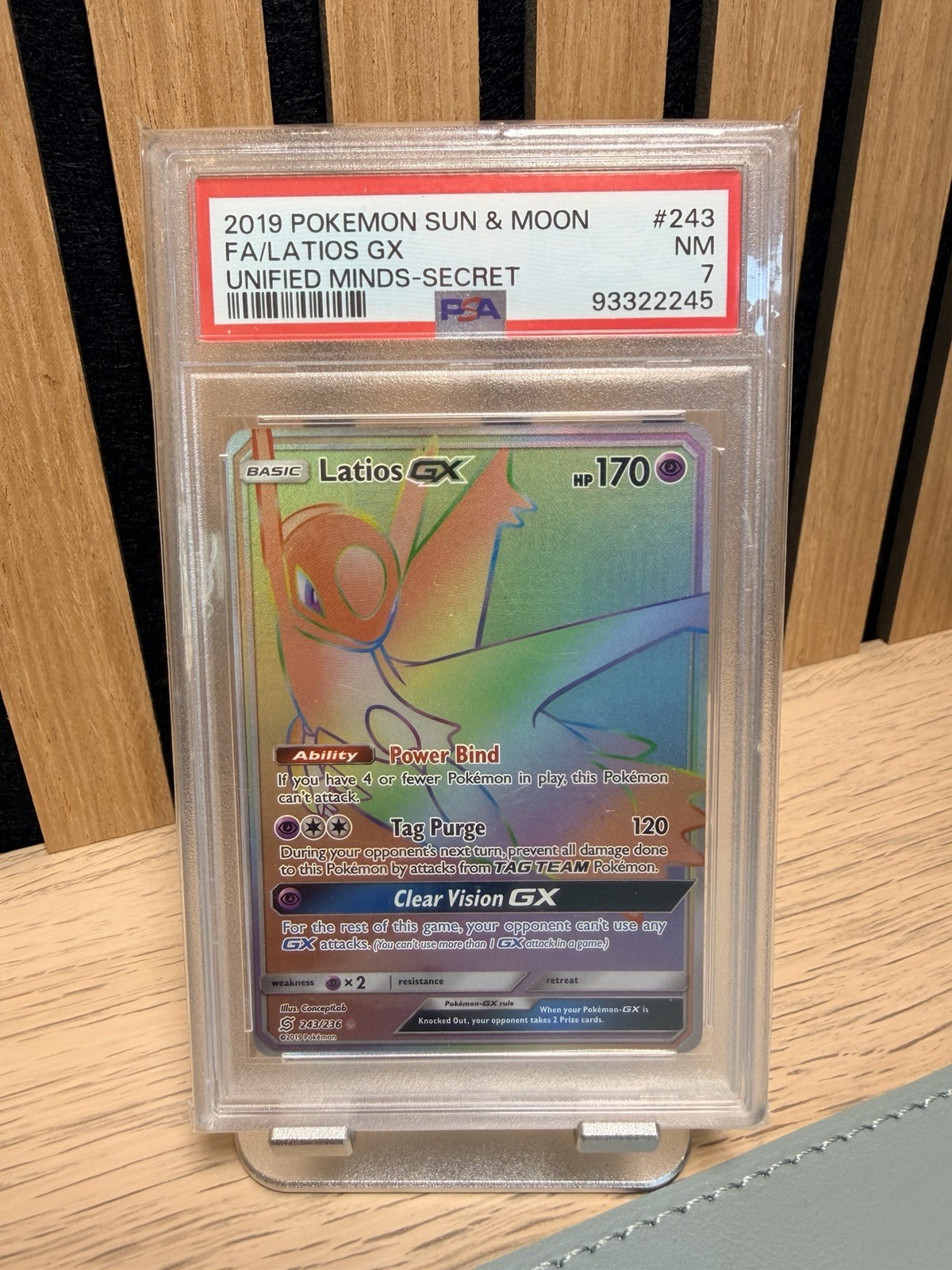 Pokemon Latios GX SM Unified Minds Secret Rare 243/236 Psa 7