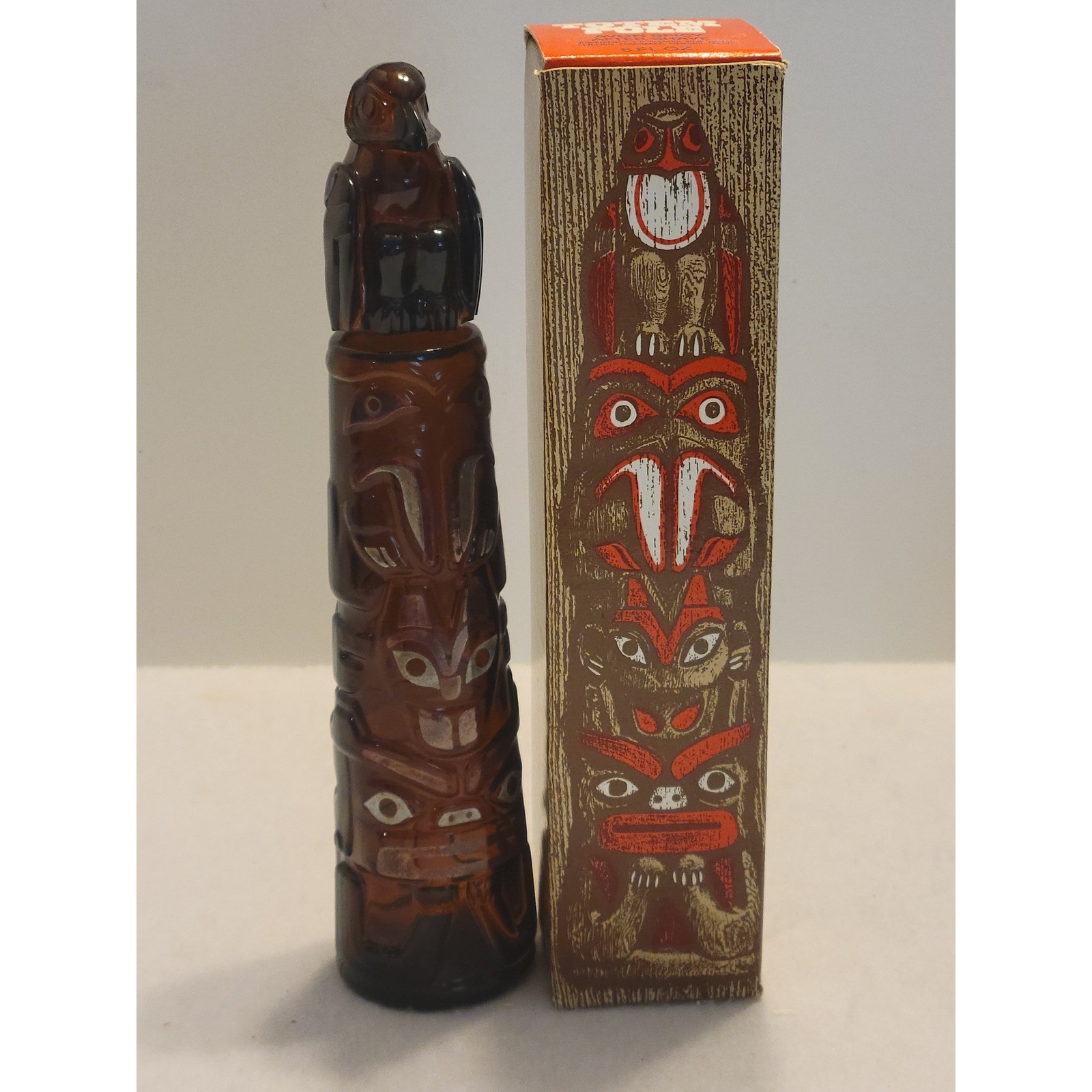 VTG empty Avon Totem Pole Spicy 1970s Collectible Glass Display Decanter w/ Box