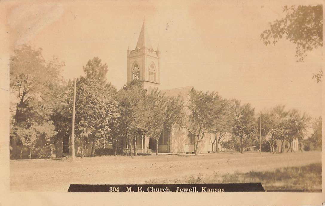 Postcard Jewell Kansas KS M.E. Church RPPC Antique DB c1910