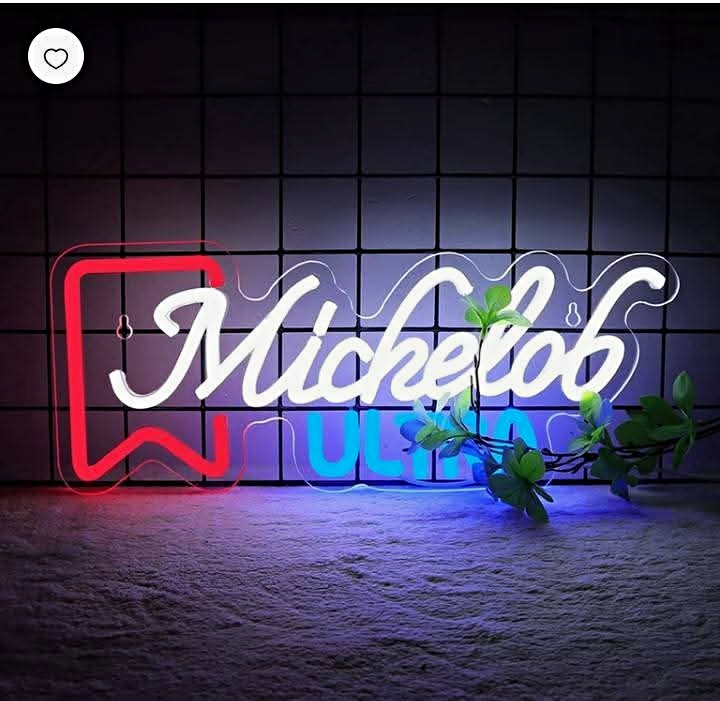 Michelob Ultra LED Neon Wall Sign Light USB Powered Dimmable w/ Hanging Chain