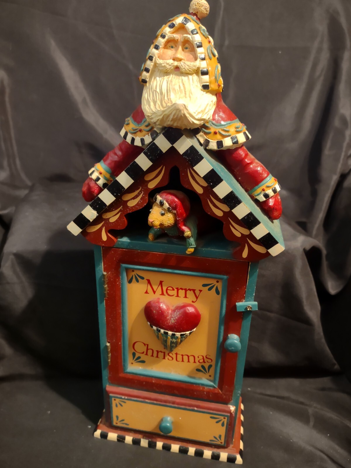 Kurt Adler Christmas Kandy s Heart & Home Santa Table Hutch w/Door & Drawer