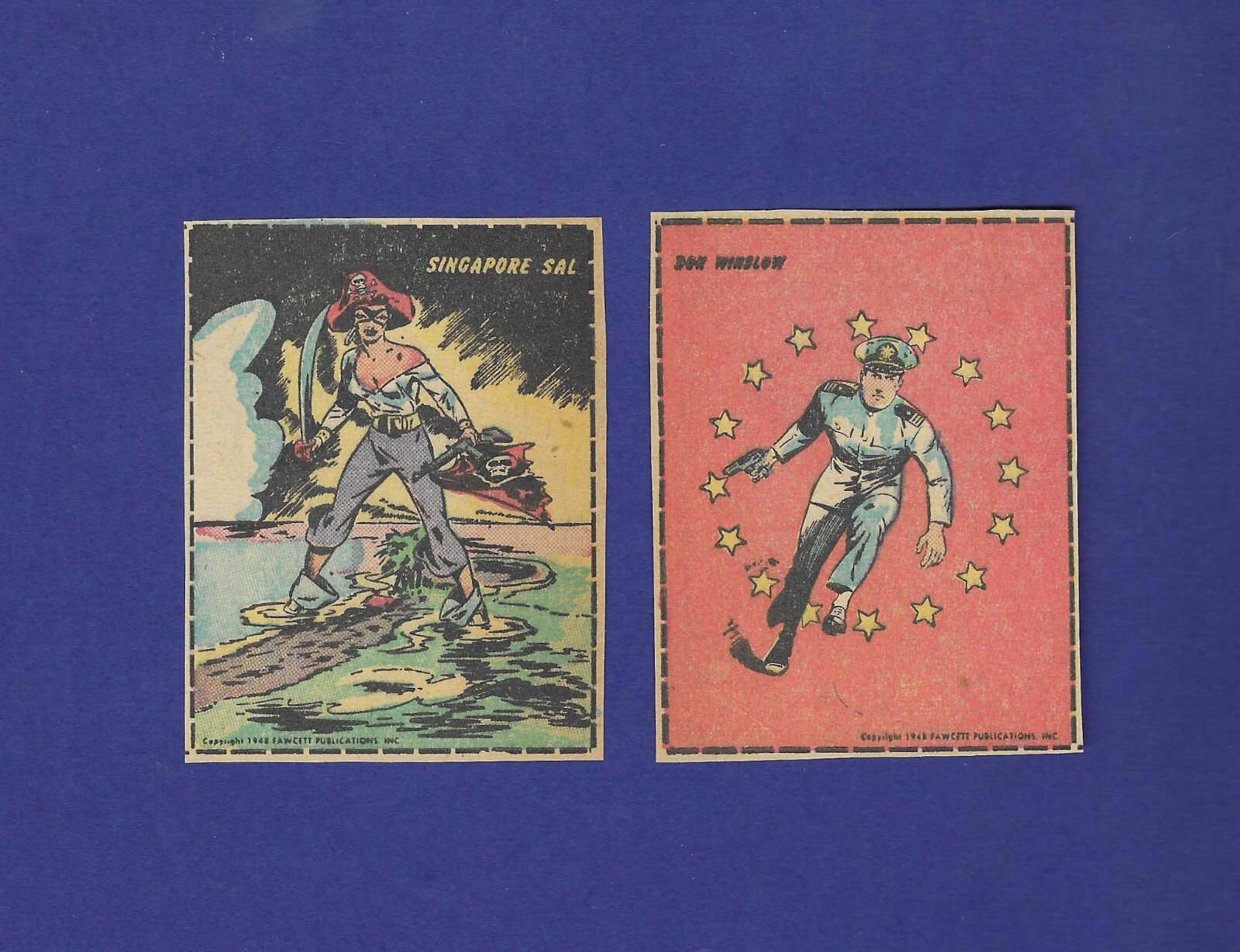 1948 FAWCETT COMIC PUBLICATIONS COMIX CARDS LOT SINGAPORE SAL, DON WINSLOW*RARE*