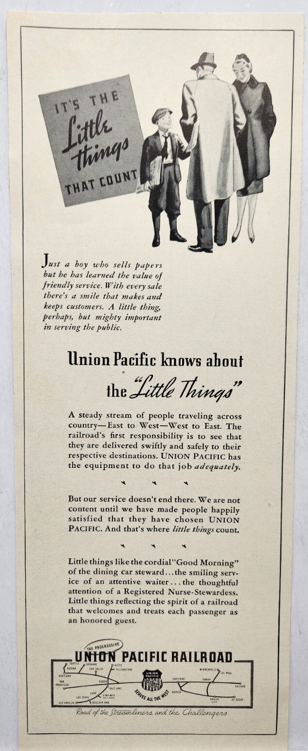 1937 Union Pacific Railroad East To West Original Print Ad Life Magazine 30s