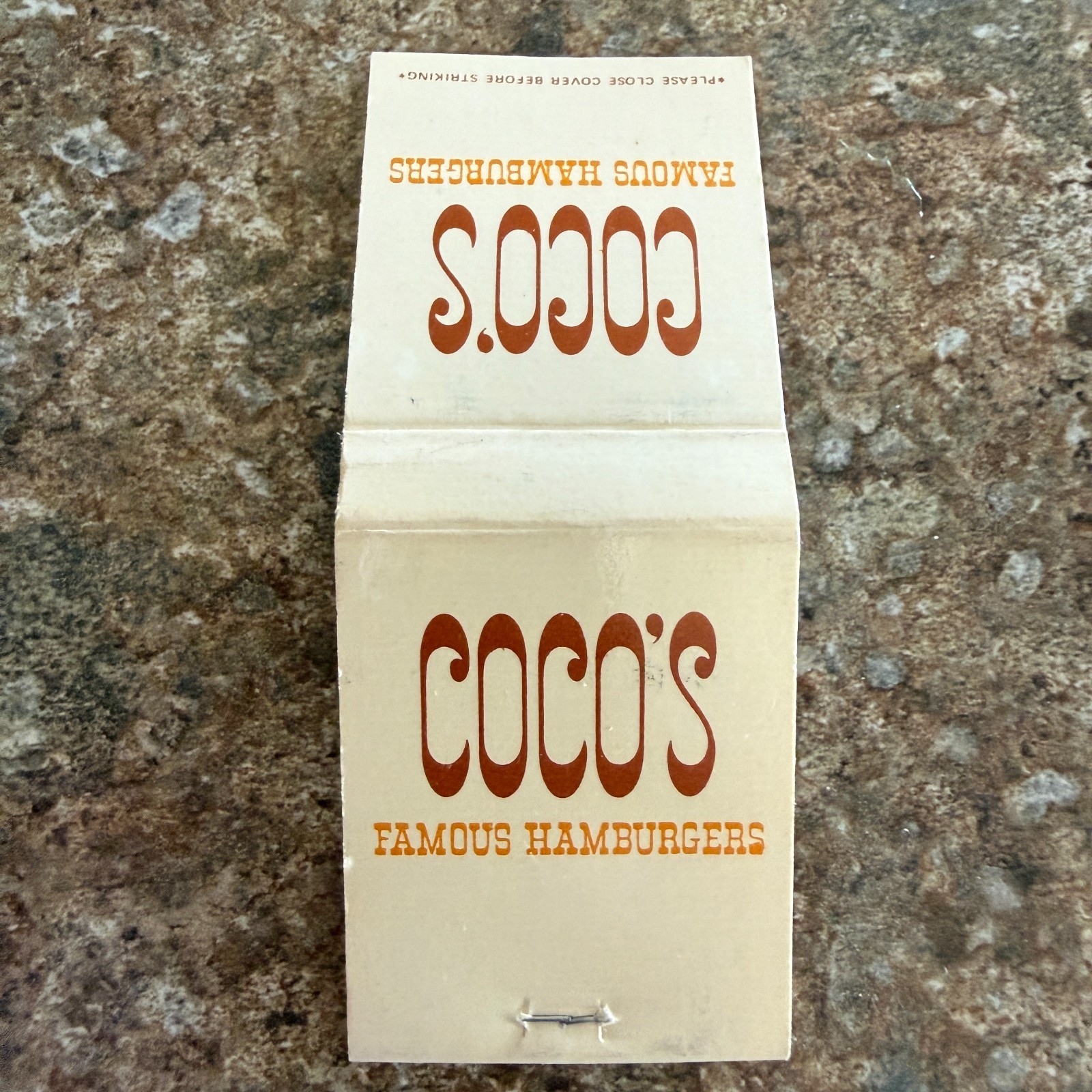 Vintage 1970s Coco\'s Famous Hamburgers Restaurant Matchbook Full Matches Retro