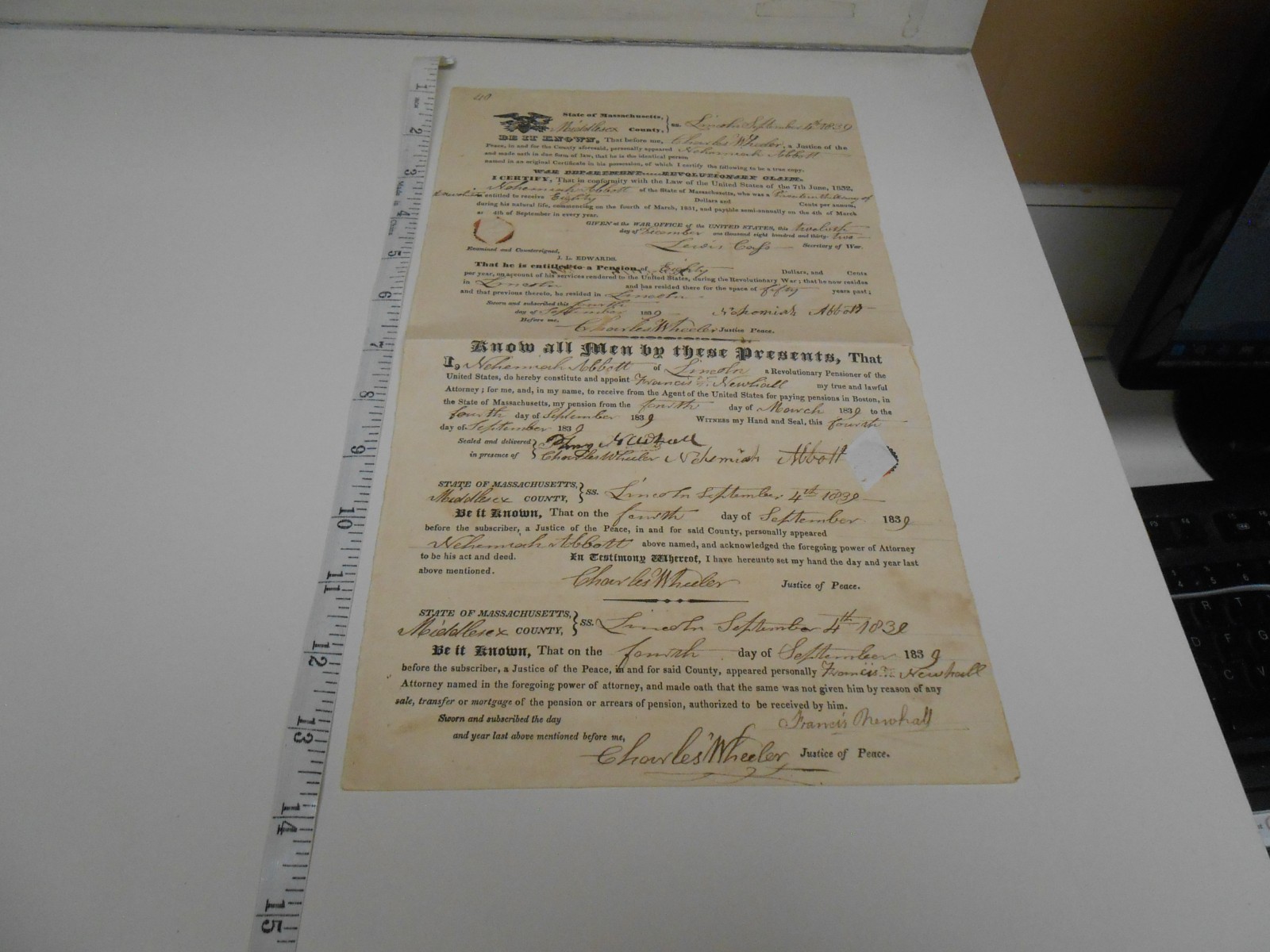 Lewis Cass (Secretary Of War) 1832 Signed Revolutionary War Document Lewis Cass (Secretary Of War) 1832 Signed Revolutionary War Document