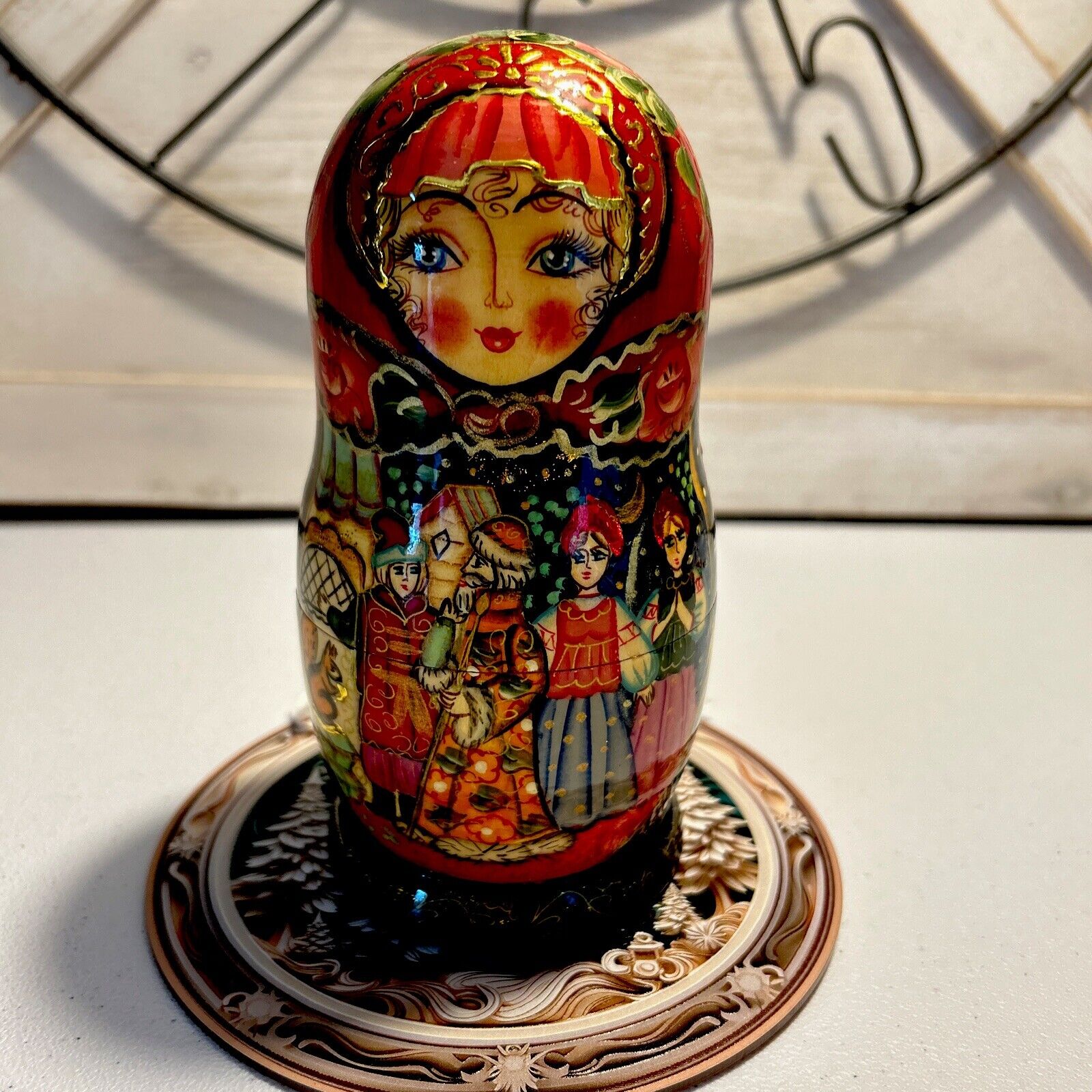 VTG Folk-art Fairytale Hand Made Russian Matryoshka Nesting Doll Set 6.5”/ 5 Pce
