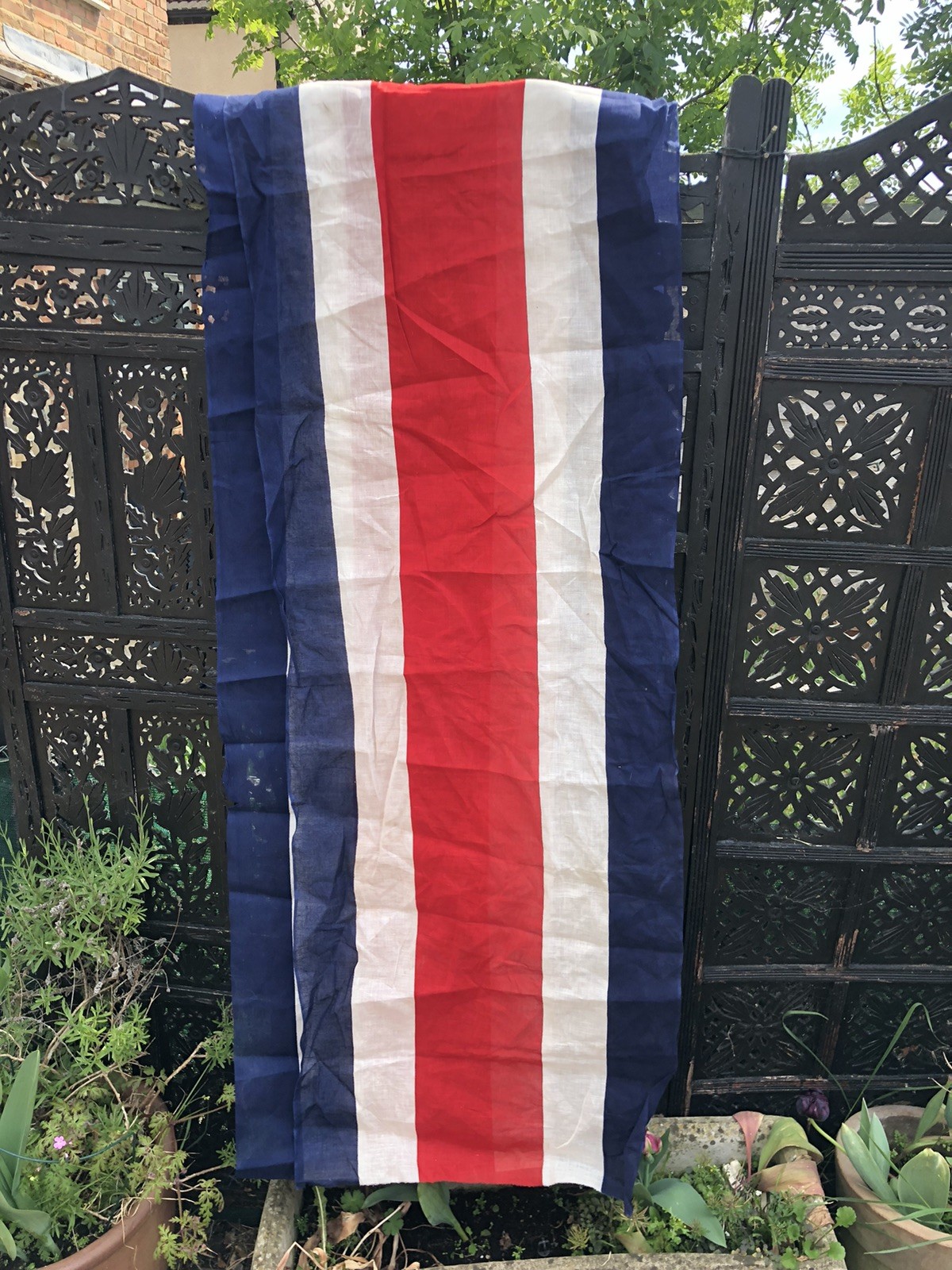 Vintage Flag 1940/50s British tricolour banner England cotton fabric 8.8m x 50cm