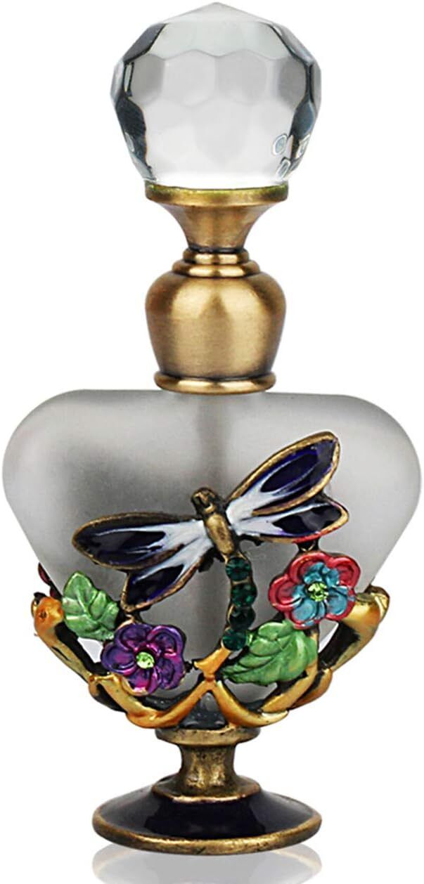 5ML Vintage Retro Dragonfly PerfumeBottles Heart ShapedDecorativeEmptyGirlsWomen