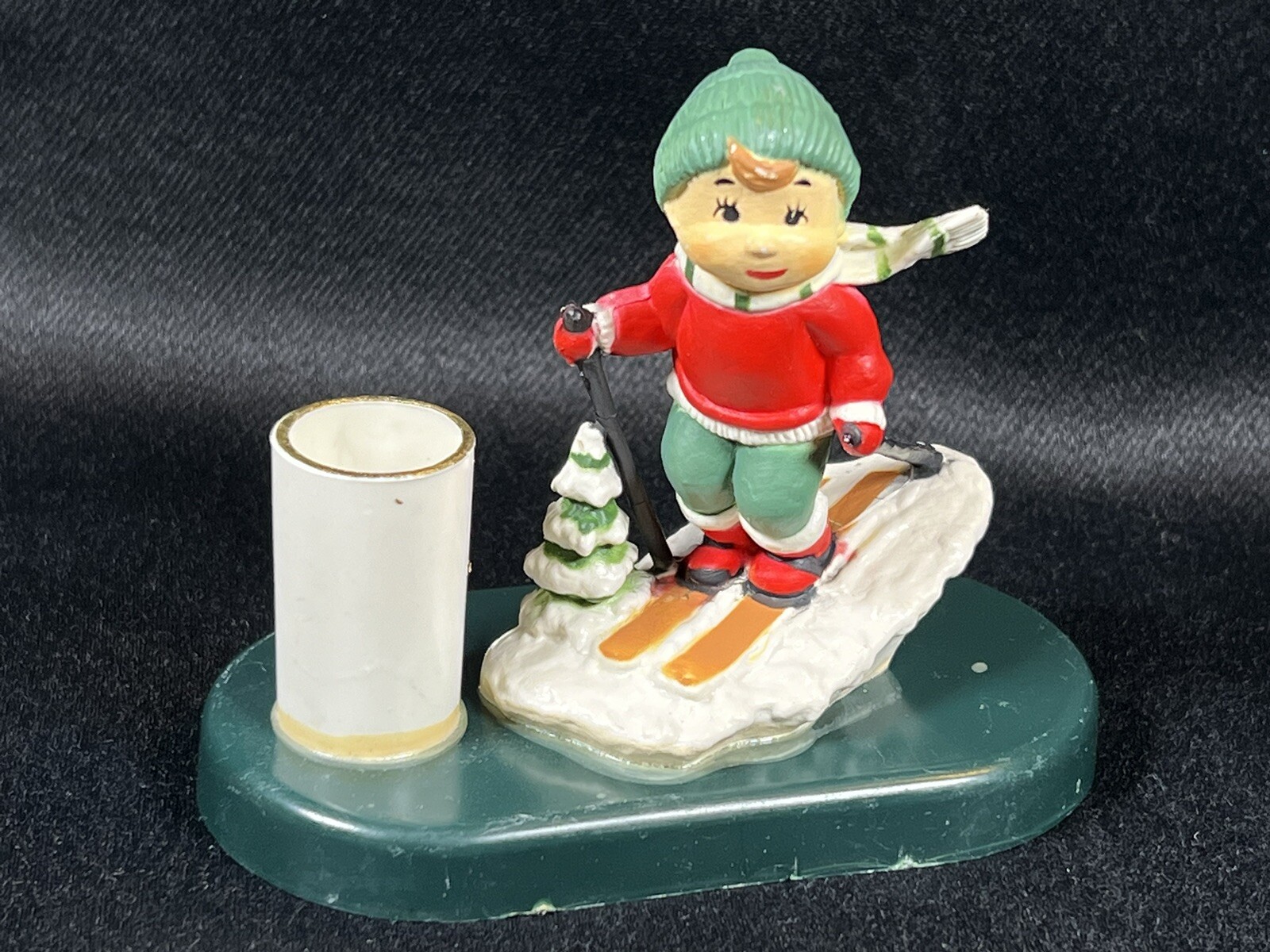 VTG  Santa’s Favorites Plastic Christmas Toothpick Holder Boy Downhill Skiing