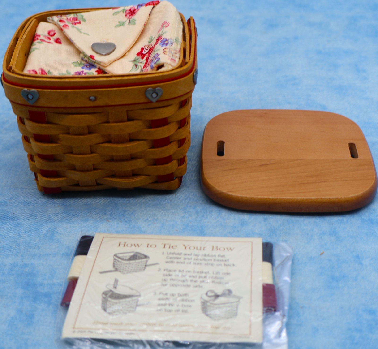 Longaberger 2002 Small Sweetest Gift 10288 Lid Liner Protector Ribbon